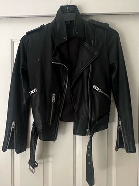 AllSaints Balfern Leather Biker Jacket Size 6